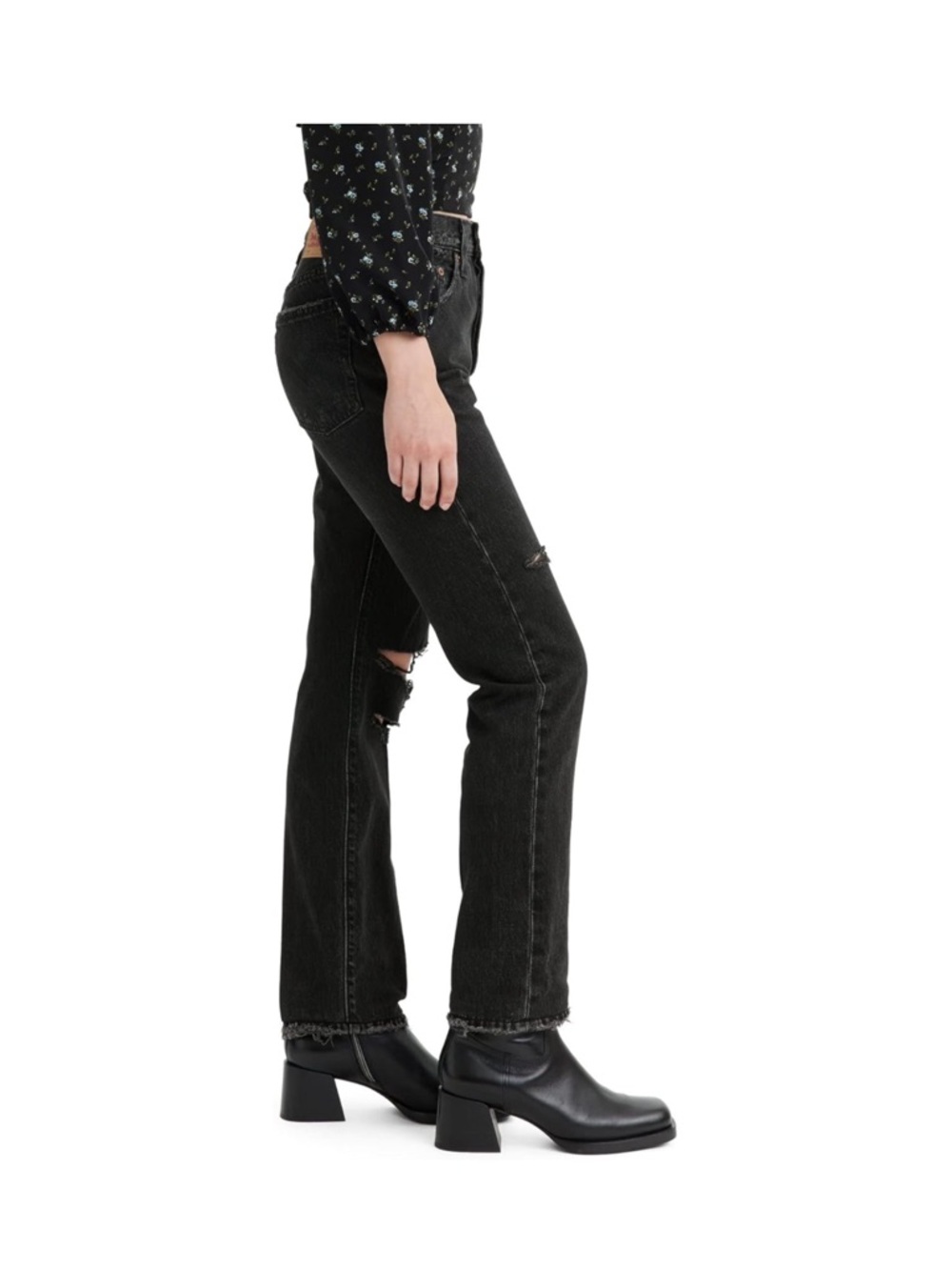 Levi's 501 Original Fit Black Distressed Straight-Leg Jeans - Picture 3 of 10
